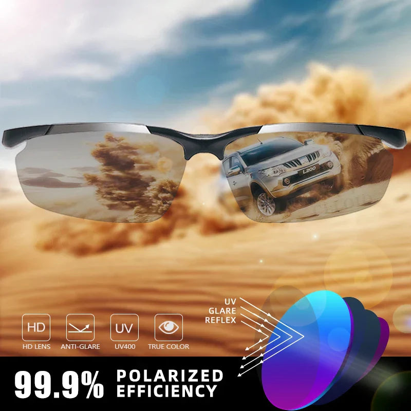 CLLOIO Top Quality Aluminum Polarized Photochromic Sunglasses Men