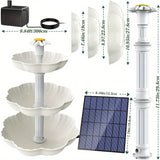 Solar Bird Bath Water Fountain Detachable DIY Water