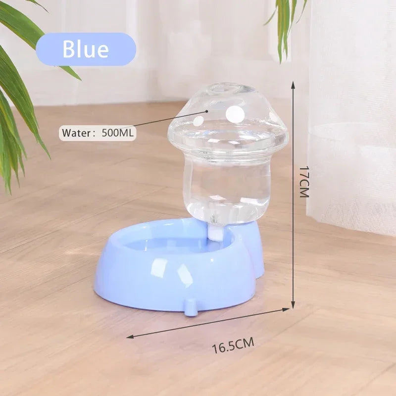 1.8L/500g Cat Automatic Feeder Mushroom Shape Water Bottle