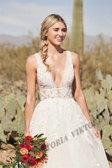 VIKTORIA Pastrol Wedding Dresses Vneck Backless Tulle For