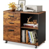 3-Drawer Wood File Cabinet, Mobile Lateral Filing Cabinet,