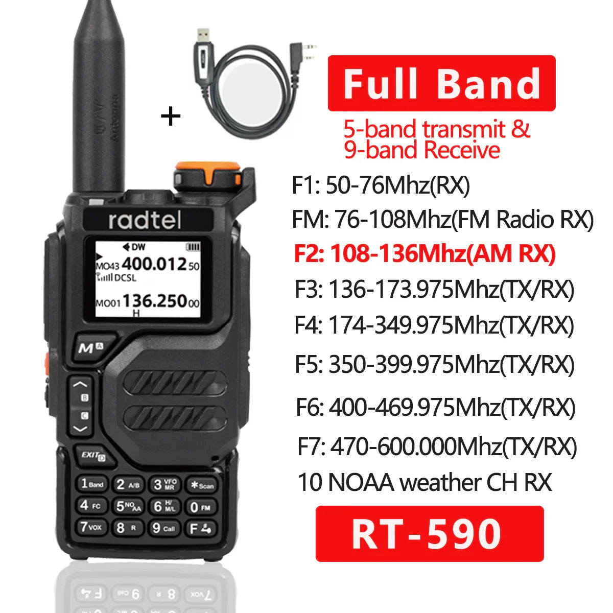Radtel RT-590 Air Band Walkie Talkie Amateur Ham