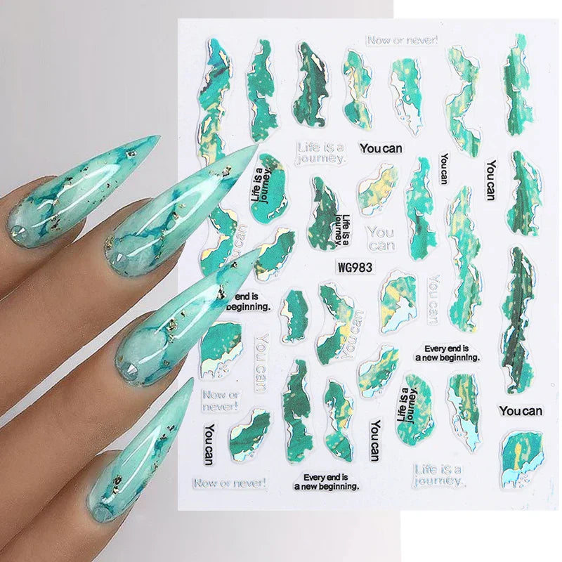 Purple Marble Nails Stickers Smoke Design Manicure Decals