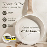 CAROTE Pots and Pans Set Nonstick, White Granite