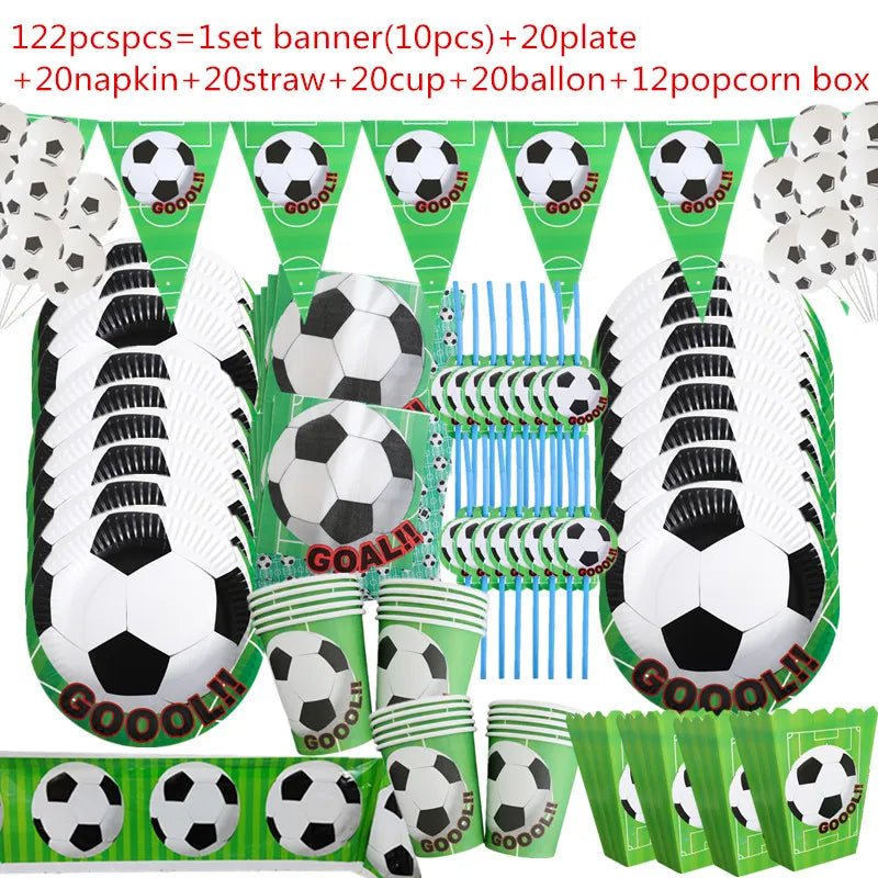 Green Football Birthday Party Decorations Kids Disposable Tableware