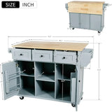 Kitchen Carts on Wheels With Rubber Wood Drop-Leaf