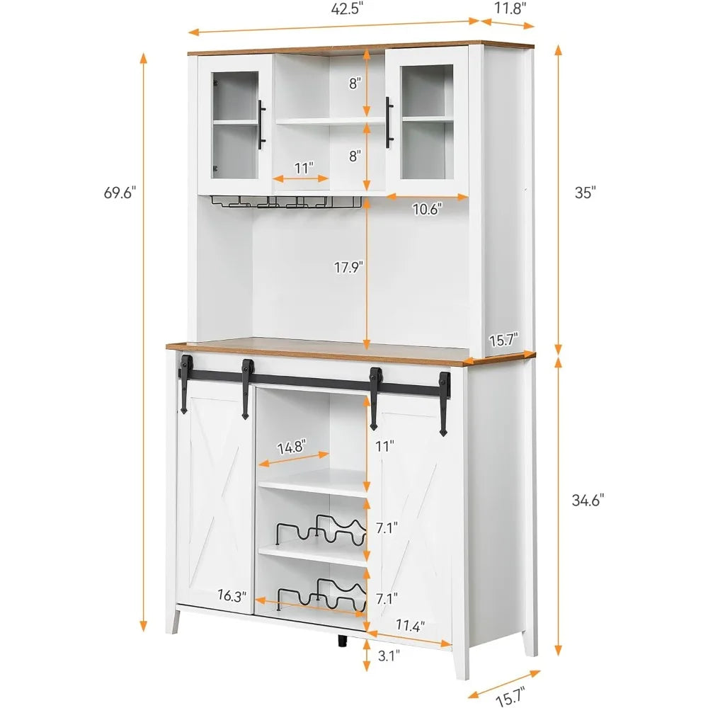 Bar Cabinet with Sliding Door, with Storage Shelves,