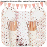 Rose Gold Party Supplies Disposable Polka Dots Paper