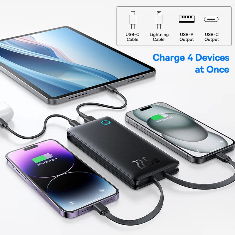Baseus 22.5W Power Bank 10000mAh with Two Built-in