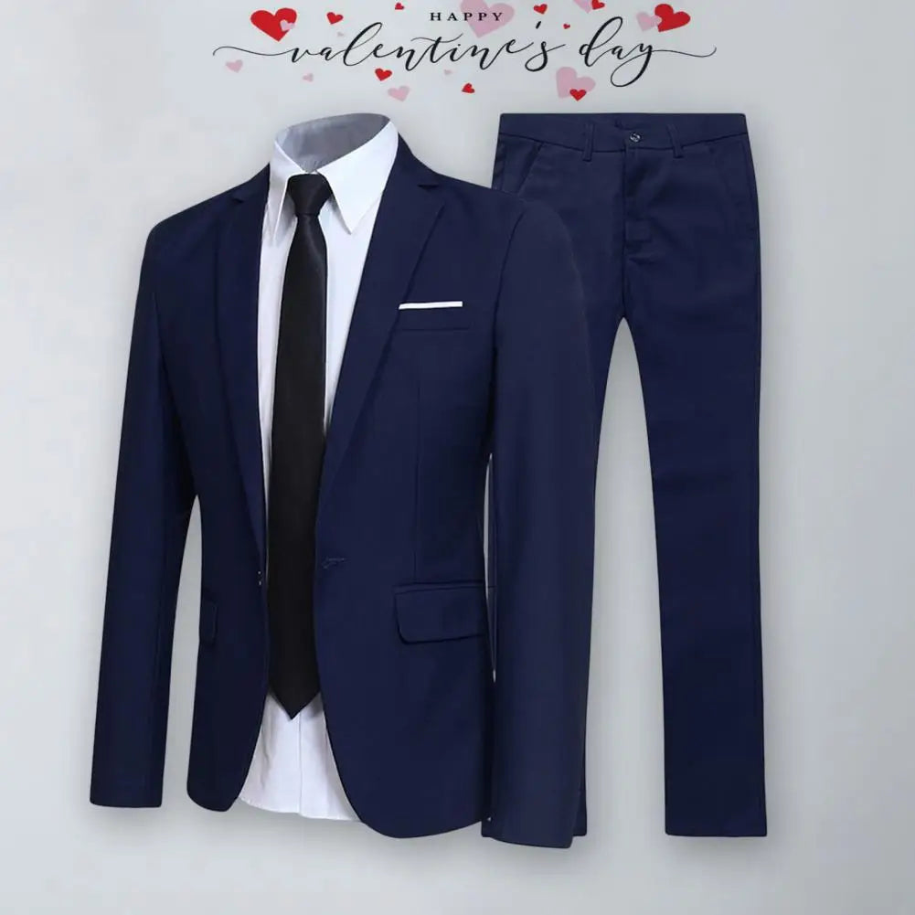 1 Set Trendy Men Blazer Pants British Style