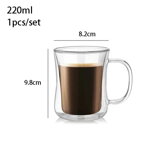 YWDL 200ml Double Wall Glass Coffee Mug Heat-resistant