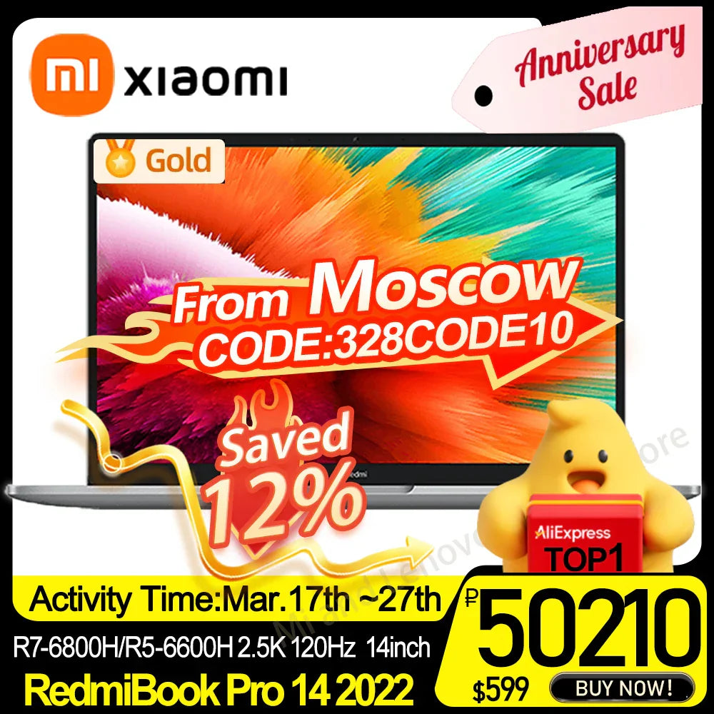 【Super Sale】Xiaomi RedmiBook Pro 14 2022 Laptop AMD Ryzen R5 6600H/R7 6800H 16G+512G 660M/680M Graphics 2.5K 120Hz Mi Notebook