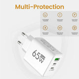 65W 3 Ports GaN USB PD Charger Fast