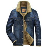 Men Denim Jackets Winter Coats Fleece Warm Jeans