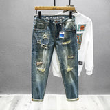 Streetwear Ripped Jeans Men's American Slim Stretch Fashion