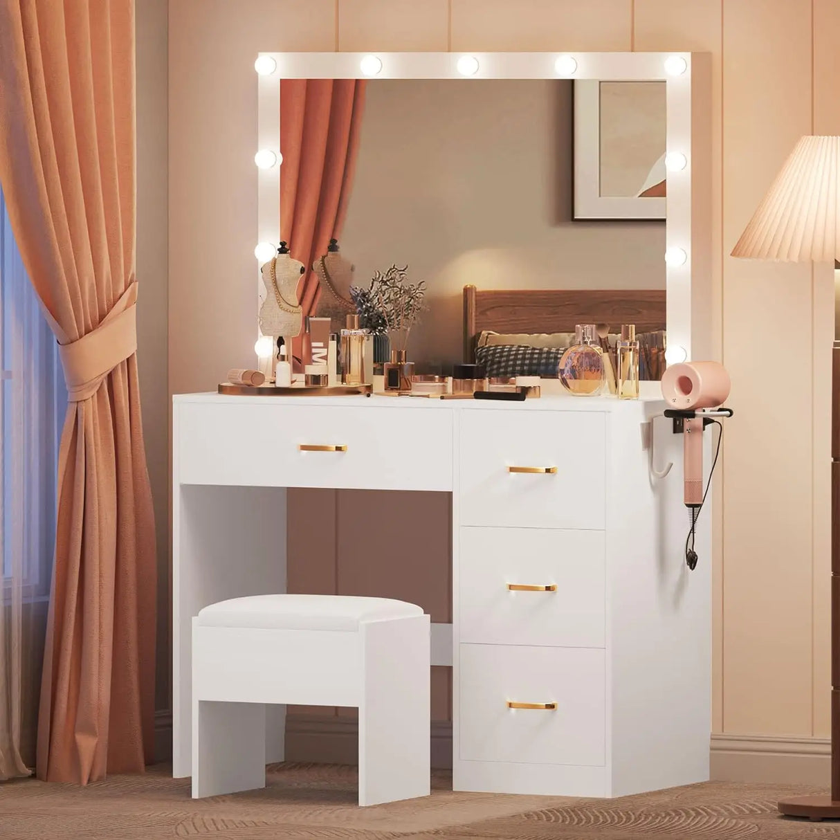 DWVO Makeup Vanity with Large Lighted Mirror, Vanity