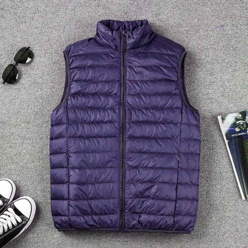 2024 New Winter stand collar Men's Vest White