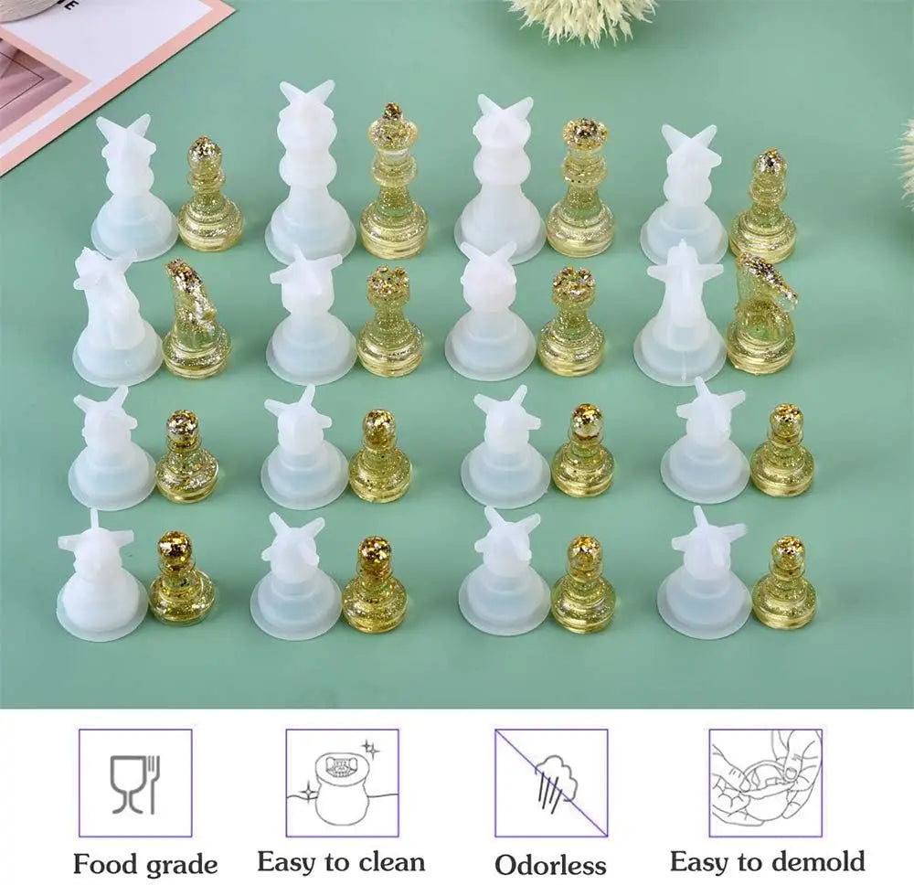 Resin Chess Set Mold with Chess Board Silicone