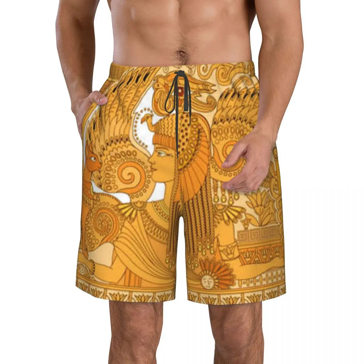 Mens Swimwear Swim Short Trunk Egyptian Sacred Cat