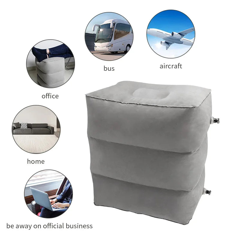 3 Layers Inflatable Travel Foot Rest Pillow Airplane