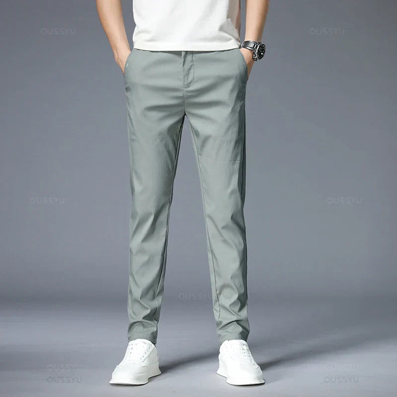 Spring Summer Casual Pants Men Thin Stretch Slim