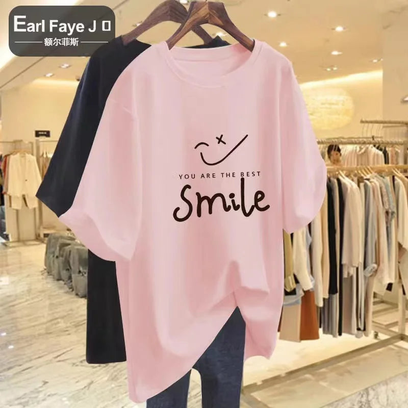 2023 Summer Plus Size Cotton TShirt Ladies Soft