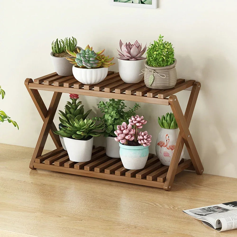 Wooden Multilayer Flowerpot Organizer Flower Holder Balcony Stand