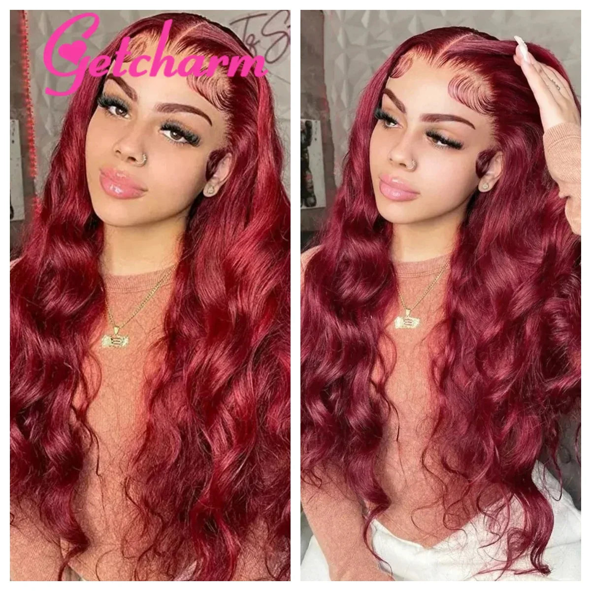 Burgundy Body Wave Lace Front Wig 13X4 13x6