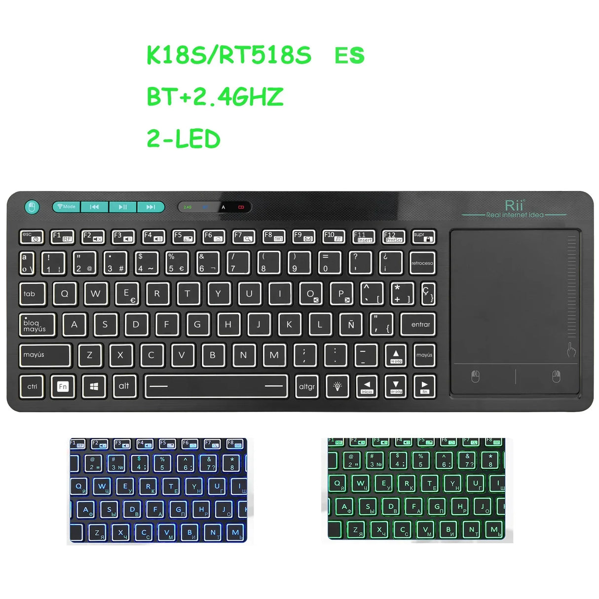 Rii K18Plus/K18S 2.4G Wireless Keyboard with Touchpad Mouse