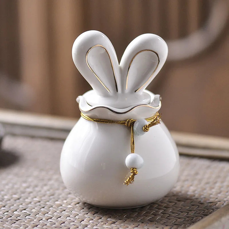 Ceramics Bunny Pet Urn Anforas for Human Ashes