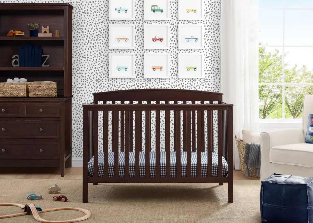 Children Hanover 6-in-1 Convertible Baby Crib, Walnut Espresso/Bianca