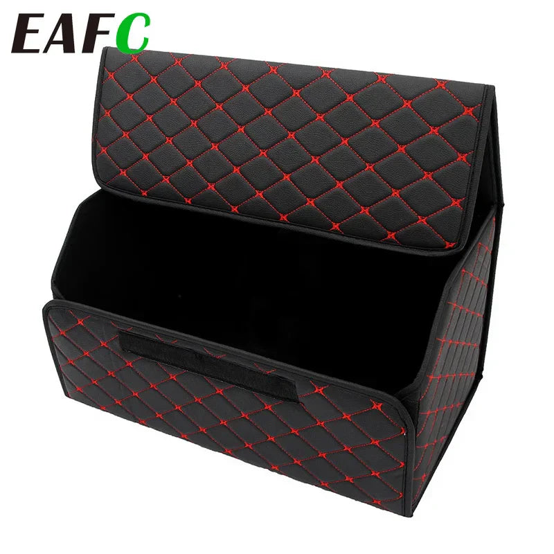 Folding Leather Car Trunk Storage Box Waterproof Cargo