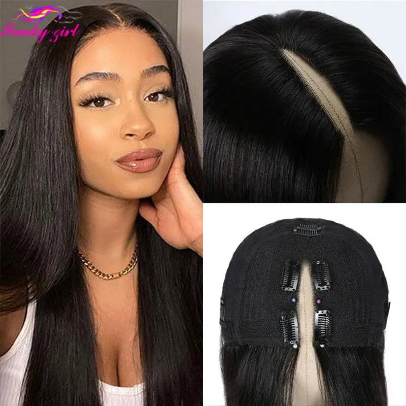 FG Straight U Part 150% Density Natural Brazilian
