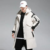 Men's Parkas Hooded New Over-the-knee Overcoat Thickened Mid-length