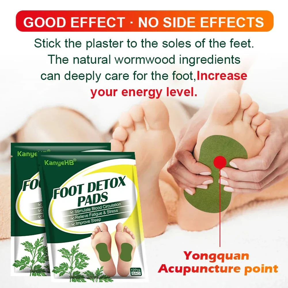 60/12PCS Detox Foot Patches Pads Natural Herbal Wormwood