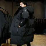 Men's Parkas Hooded New Over-the-knee Overcoat Thickened Mid-length