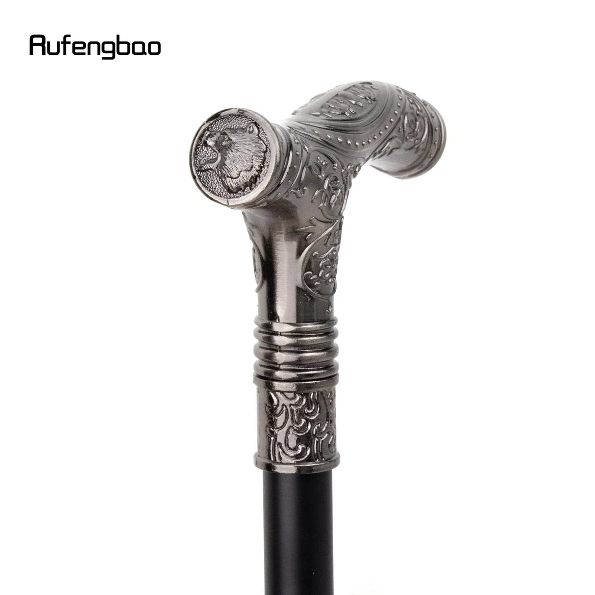 Silver Roaring Bear Head Flower Walking Stick with