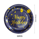 Dark Blue Gold Dot Disposable Tableware Set Paper