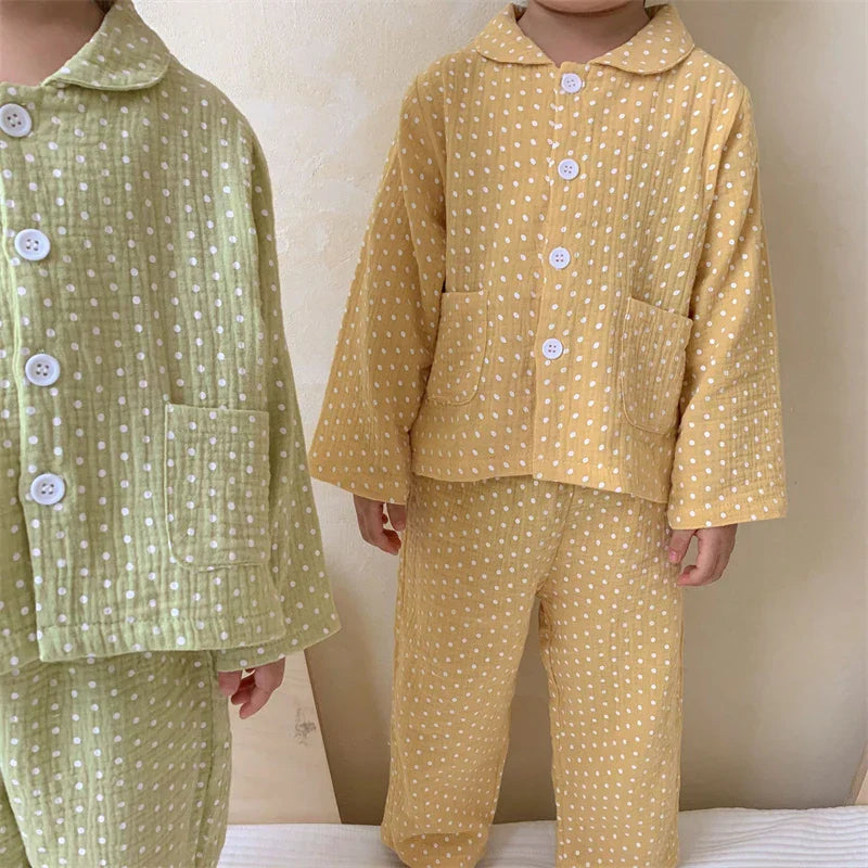 Kids Clothes Girls Loungewear Spring Cotton Yarn Polka