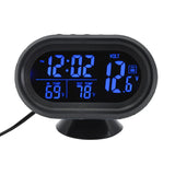 Digital Car Clock Dual Thermometer Battery Voltmeter Voltage Luminous Electronic Clock Car DC 12/24V Interior Accessories 4 IN 1