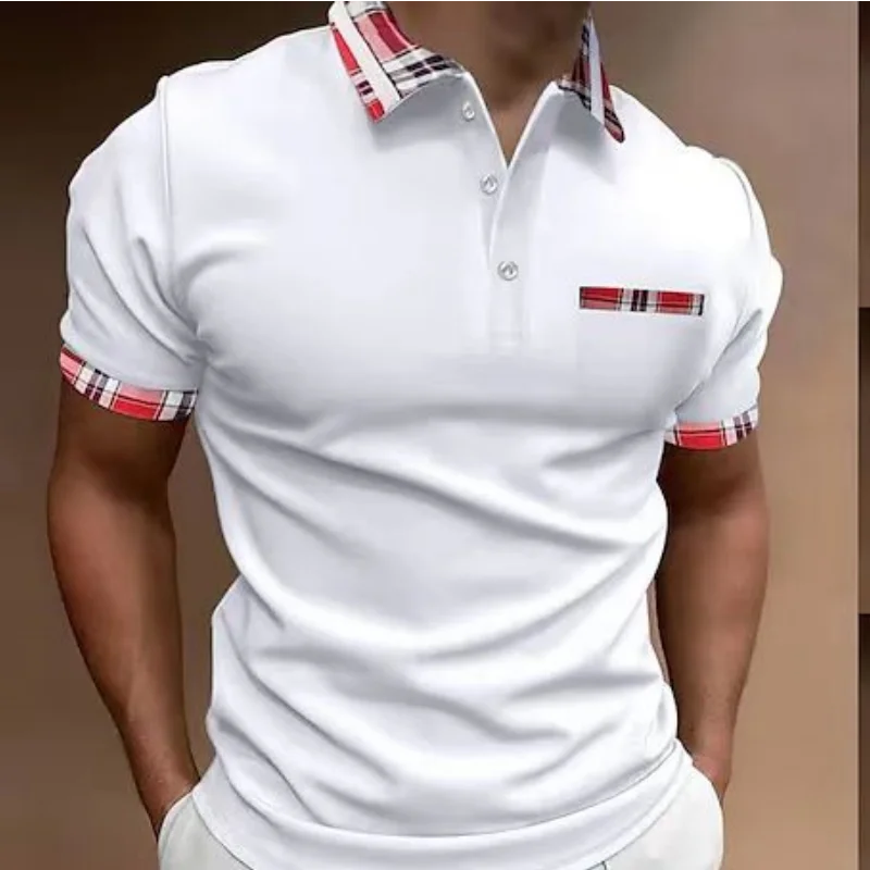 High Quality Men's Patchwork Polo Shirt 2023 Summer