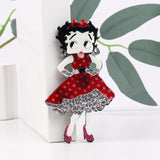 FishSheep Cute Acrylic Cartoon Girl Figure Brooches Pins