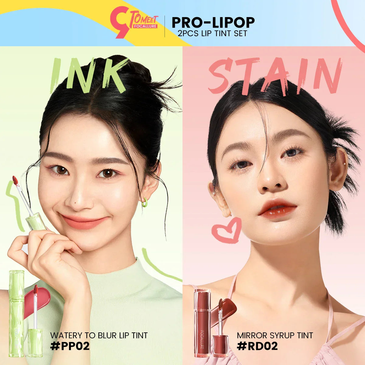 FOCALLURE 2 Pcs/Set Matte Liquid Lipstick Waterproof Long