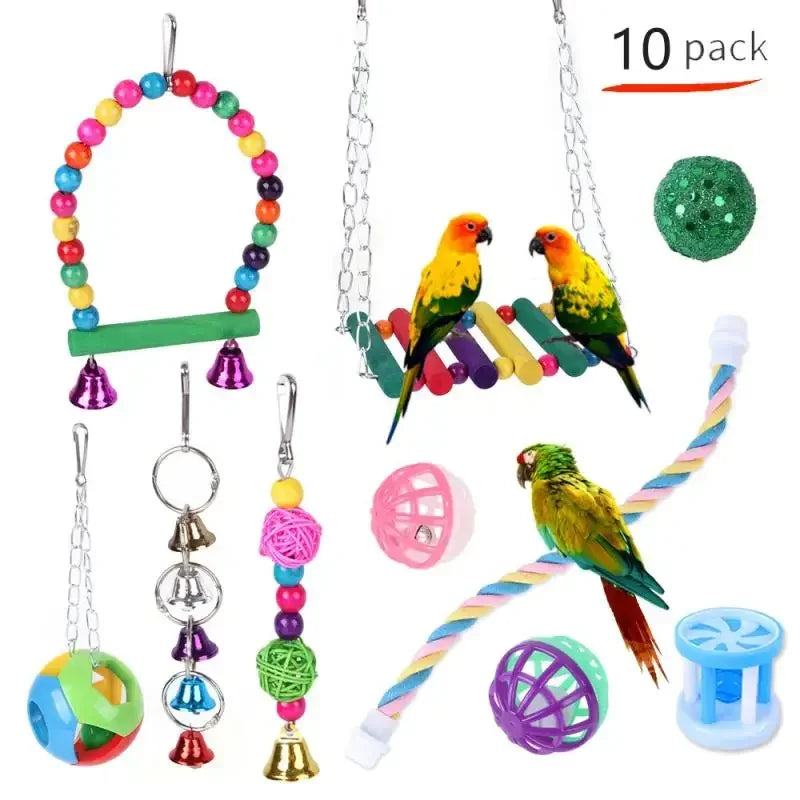 Toys Standing Bell Swing Toy Parrot Bird Combination