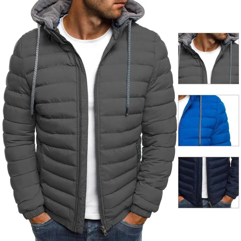 New Oversize Men Detachable Hat Padded Hooded Cardigan