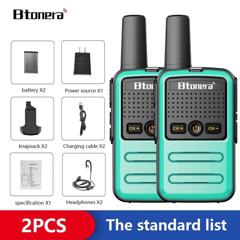 Btoera 2 Pcs Mini Walkie Talkie PMR 446