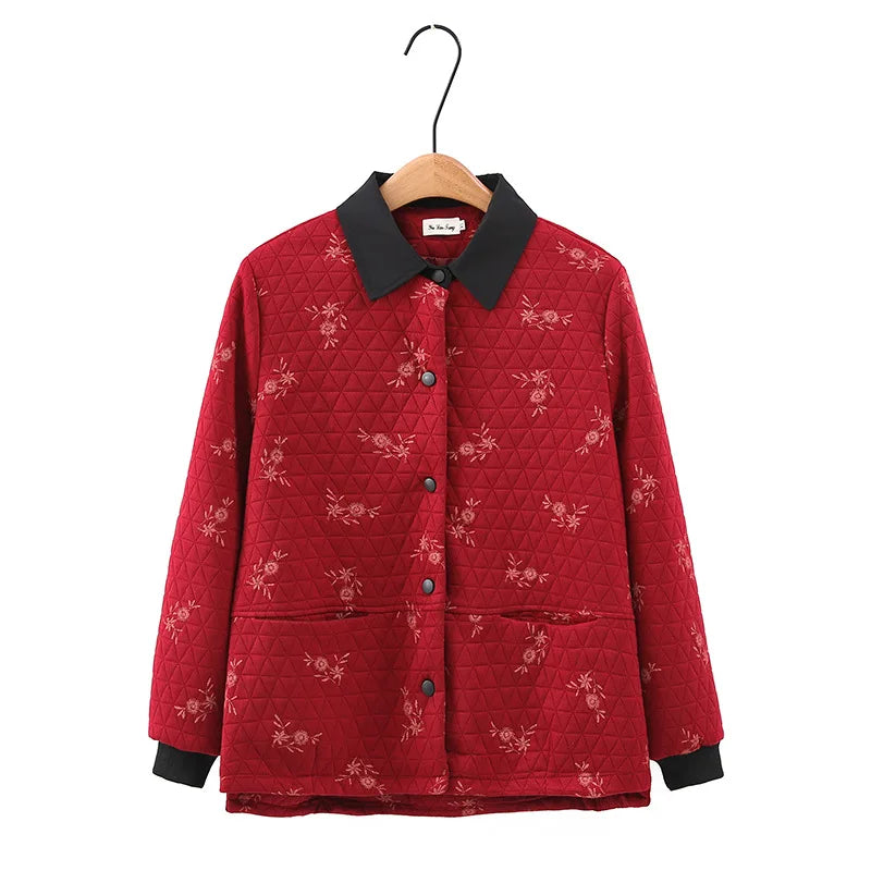 Womens Plus Size Autumn Winter Quilted Jacket Casual