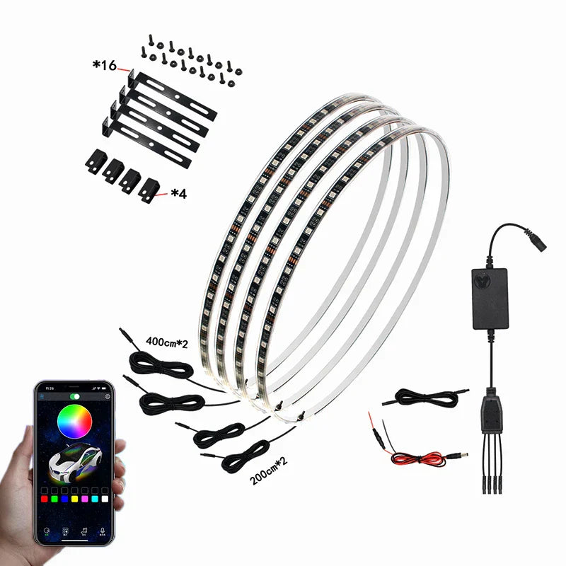 4Pcs 15.5inch Car Wheels Modified LED neon Lights
