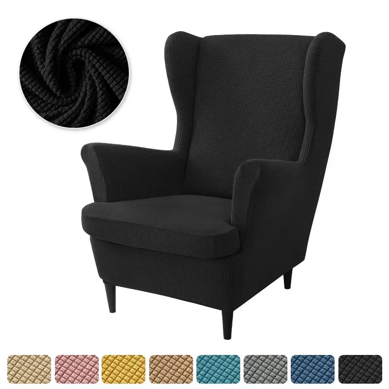 Polar Fleece Wing Chair Cover High Back Stretch