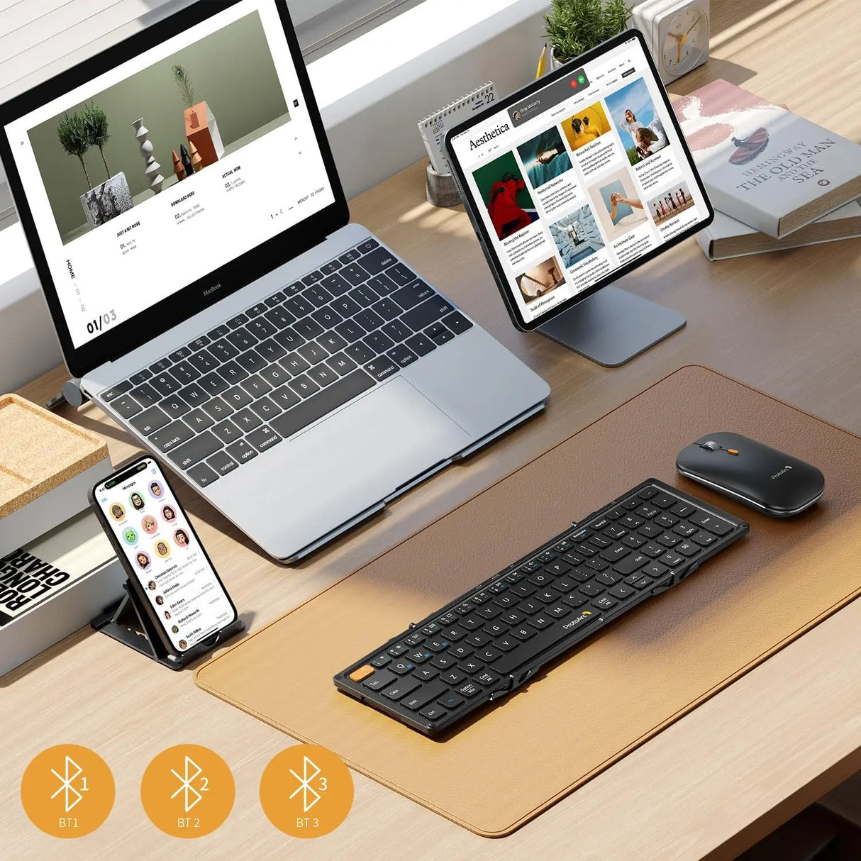 ProtoArc XKM01 Folding Keyboard Mouse Set Portable Bluetooth